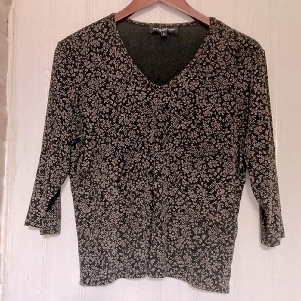 *3 for $20* Petite Brown/Black Floral V-neck, Briggs New York, PL.